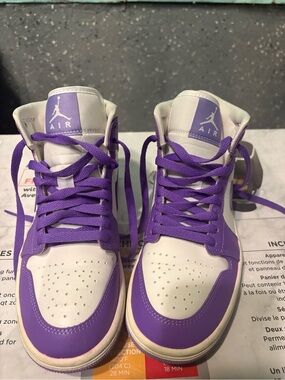 Jordan High-Top Sneakers in White and Purple